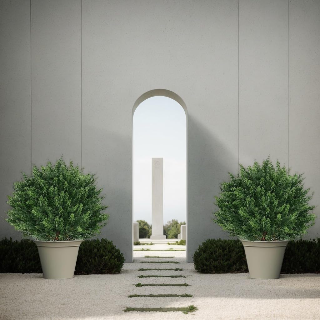 275 Inch Artificial Boxwood Topiary Trees 2 Pack UV Resistant Fake Evergreen