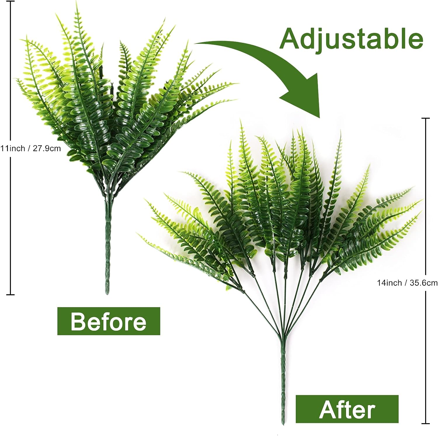 Coreland Artificial Boston Fern Plants 20Packs UV Resistant