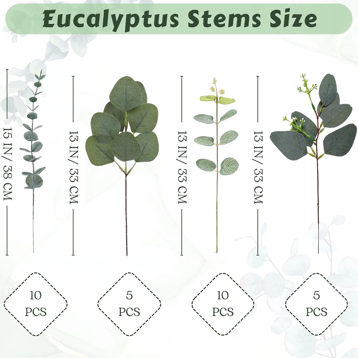 4 Kinds Mixed Eucalyptus Stems 30PCS for Wedding Decor