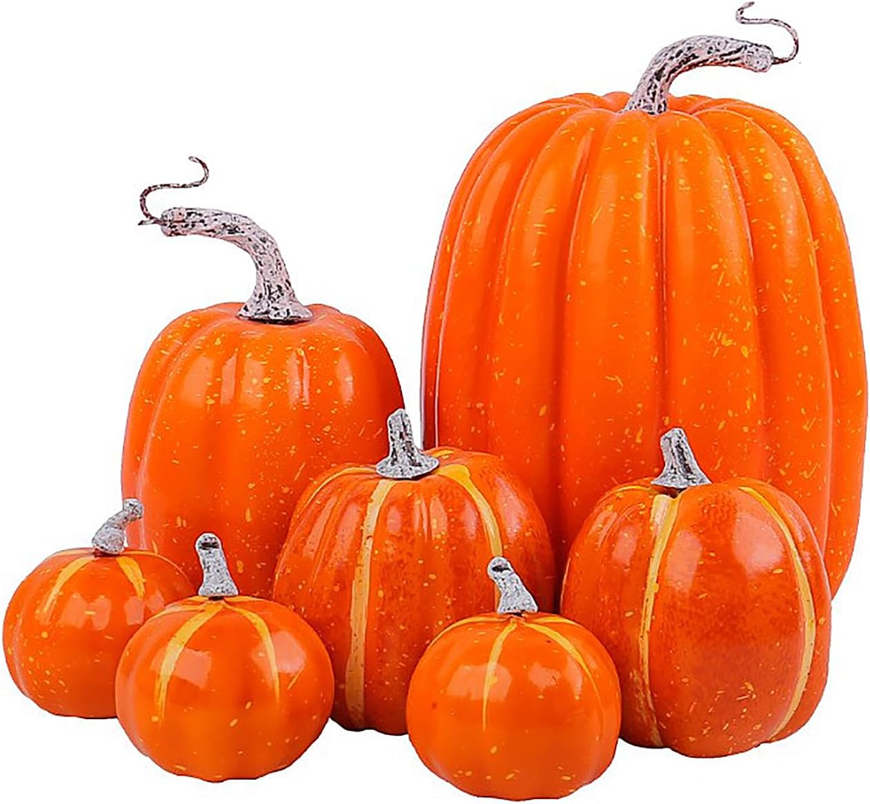 Firlar Artificial Pumpkin Decorations 7Pcs Lifelike Foam Pumpkins