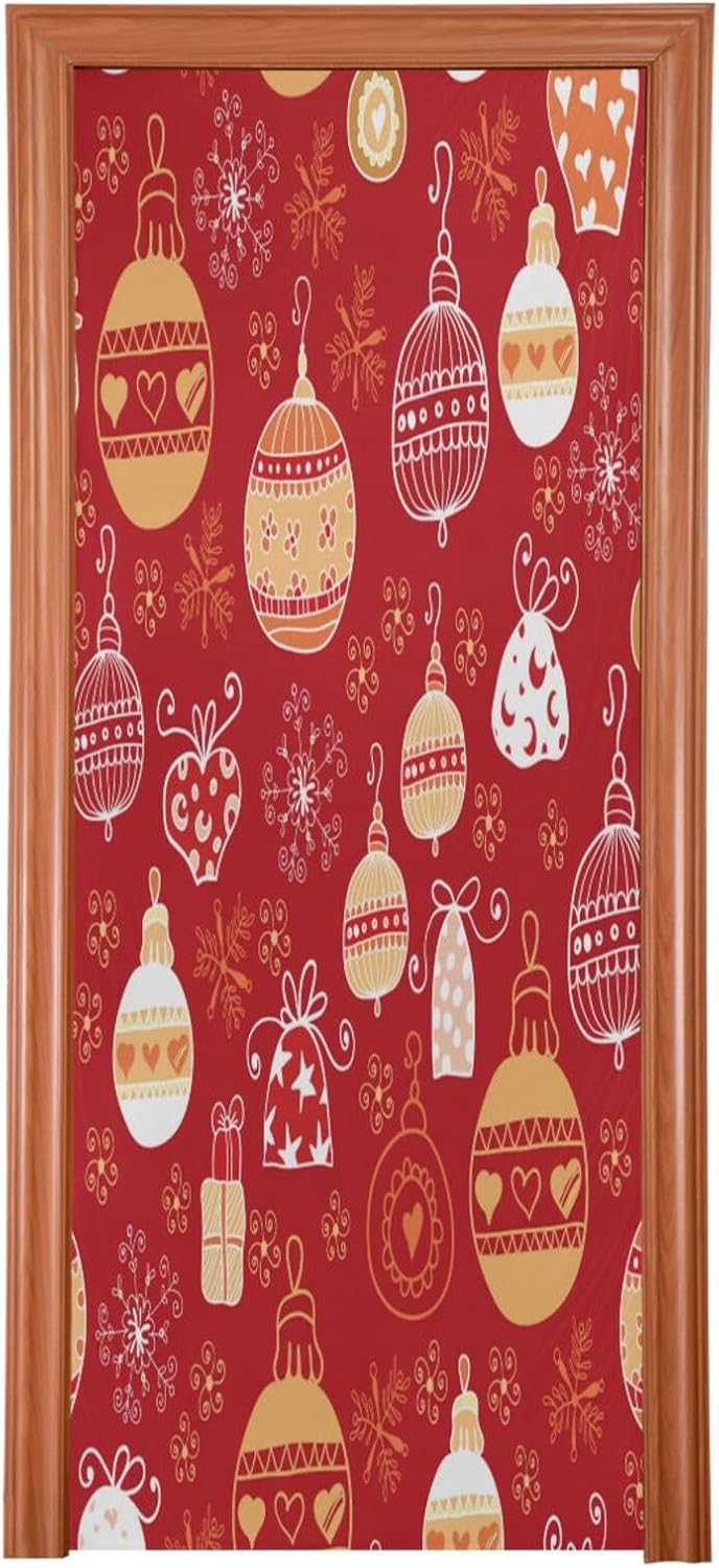 Susiyo Christmas Door Cover Red Halloween Decor 32x79 in