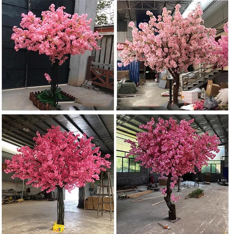QIUPAI Round Pink Cherry Blossom Artificial Tree 1x09m