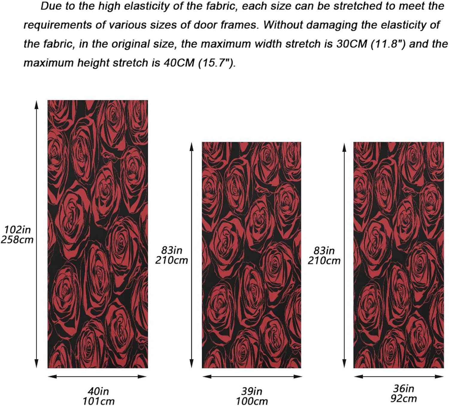 Susiyo Red Floral Halloween Door Cover 32x79 in