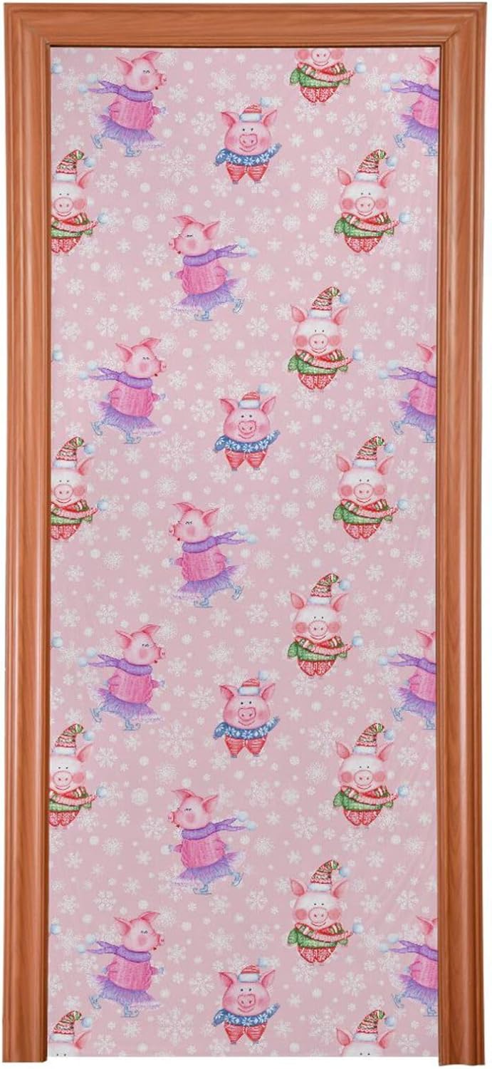 Susiyo Funny Pigs Christmas Door Cover Decoration