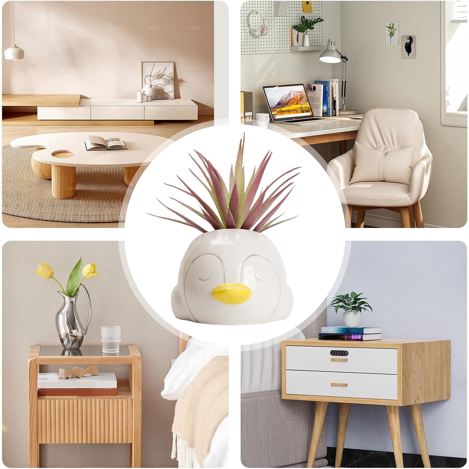 Cute Artificial Penguin Plant Basin for Home Decor