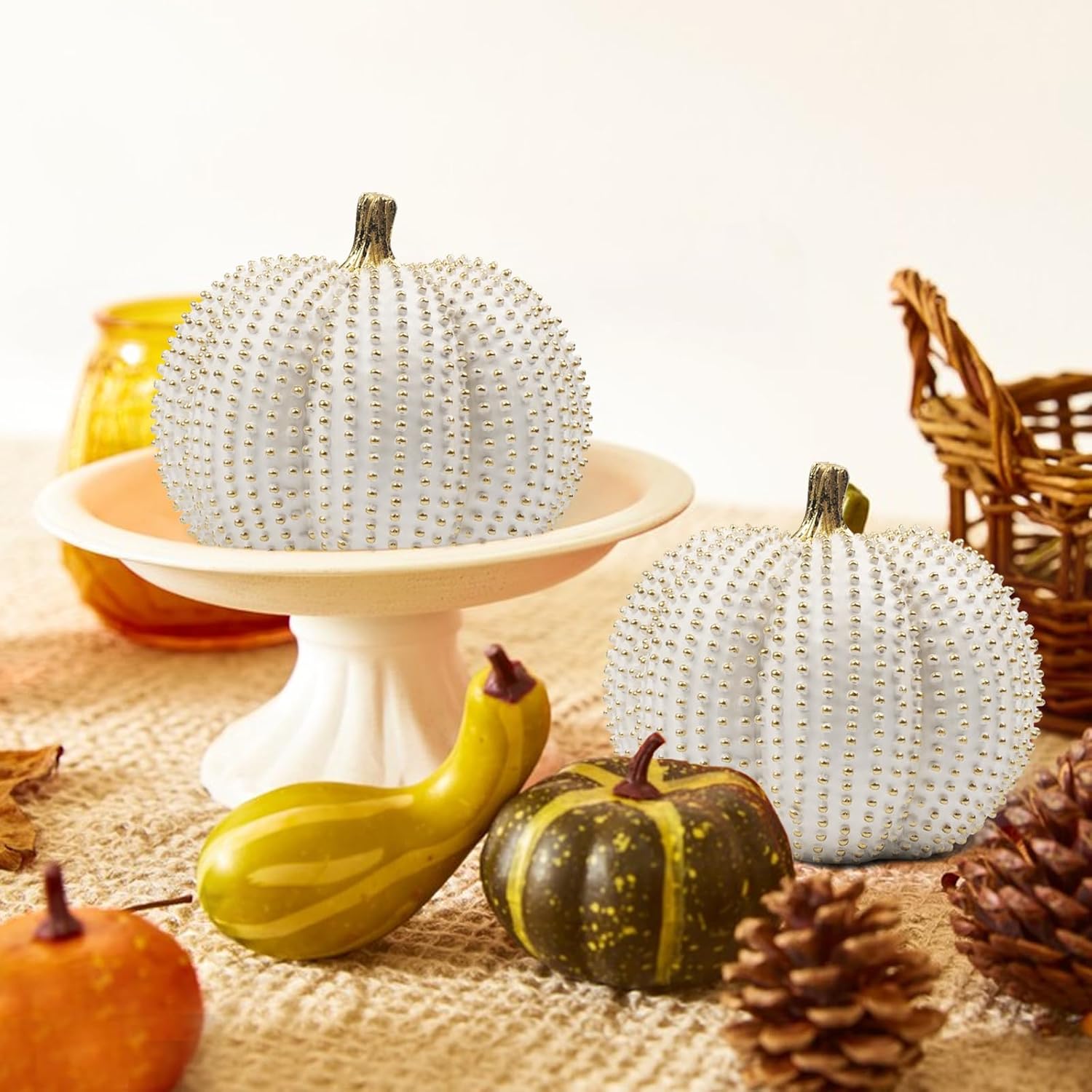 3PCS Resin Pumpkin Decor Fall Table Centerpiece