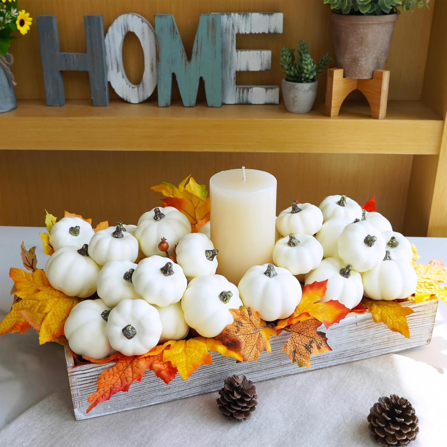 Winlyn 48 Pc White Artificial Pumpkins Fall Decor