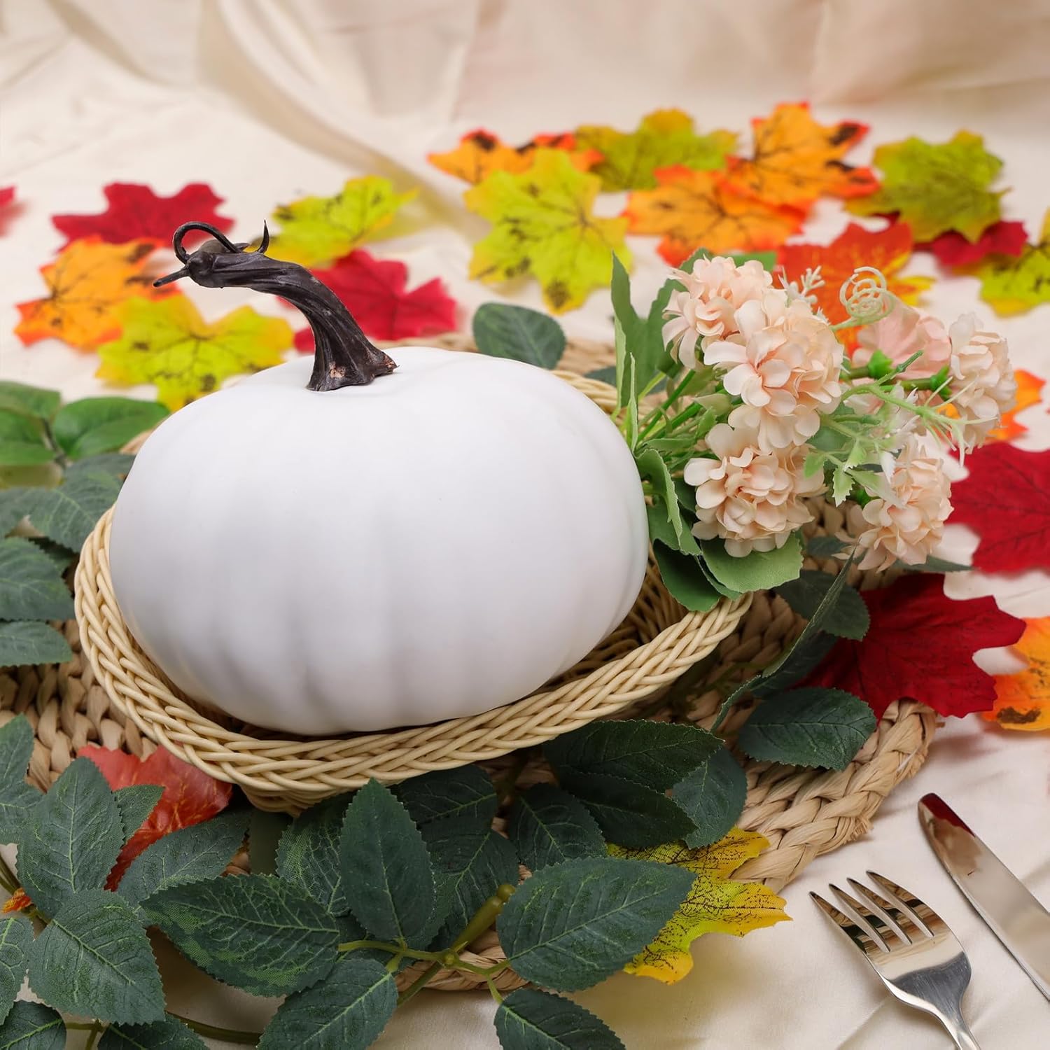 Gresorth 55 Inch Artificial White Pumpkin Decor