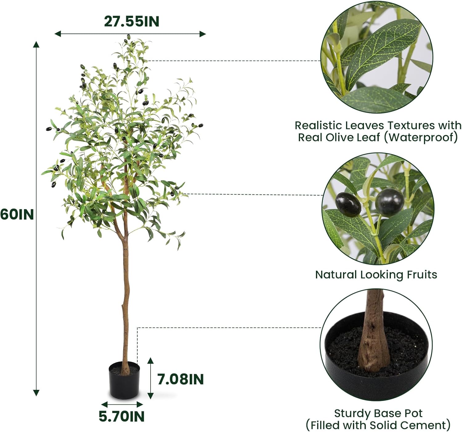 ANTING 5FT Artificial Olive Tree 2 Pack