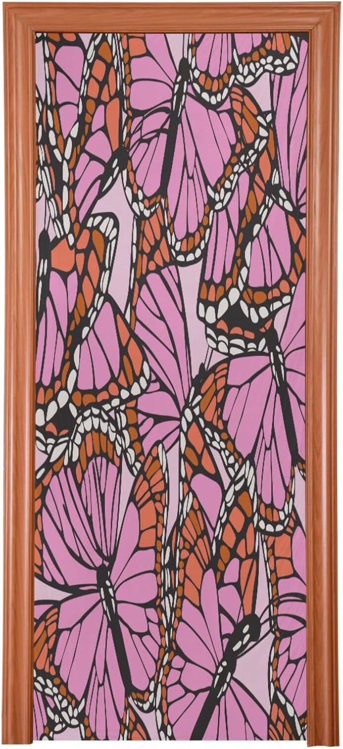 Susiyo Pink Butterfly Halloween Door Cover 32x79 in