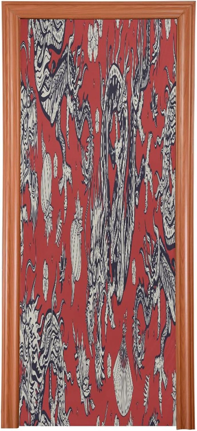 Susiyo Chinese Dragons Red Halloween Door Cover
