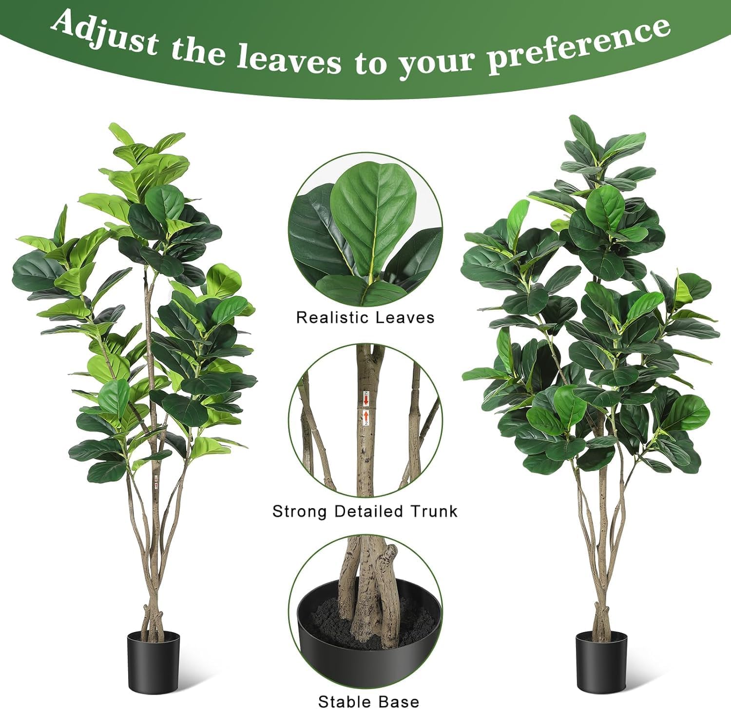 6FT Fiddle Leaf Fig Artificial Tree with Black Planter