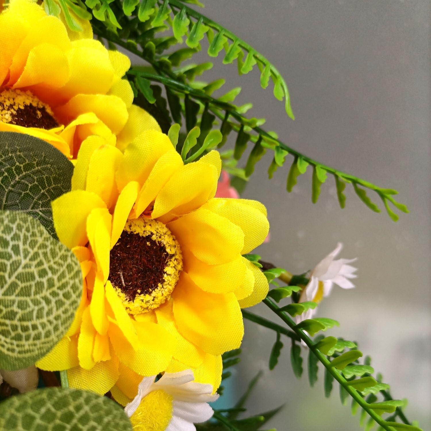 Artificial Sunflower Garland with Green Leaves 2PCS