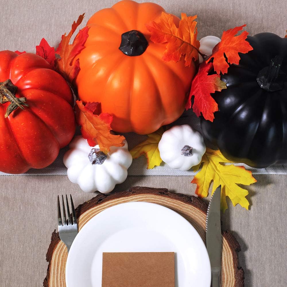 Winlyn Halloween Pumpkins Artificial Decorations 4 pcs Orange Black