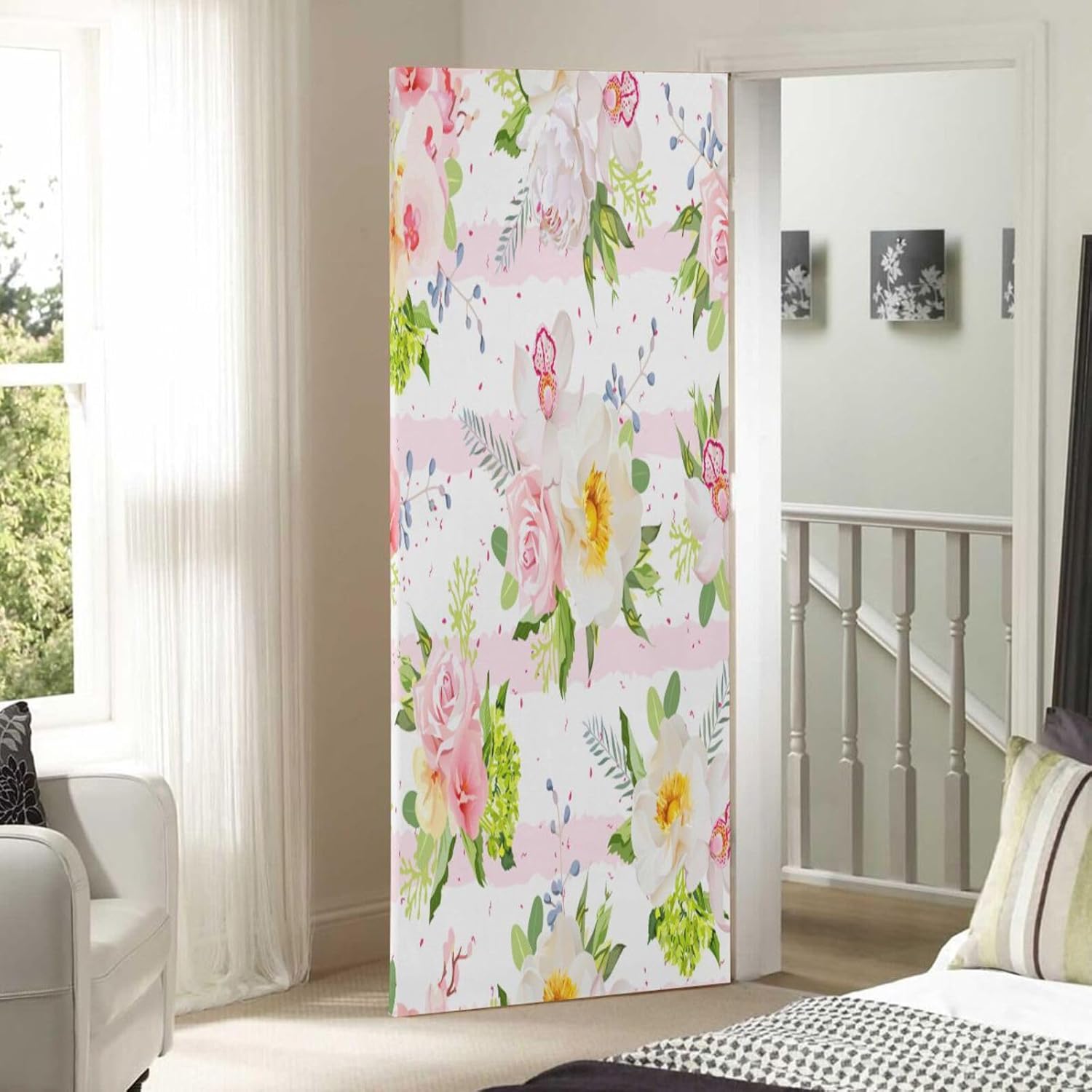 Susiyo Summer Garden Flowers Door Cover Washable High Elastic