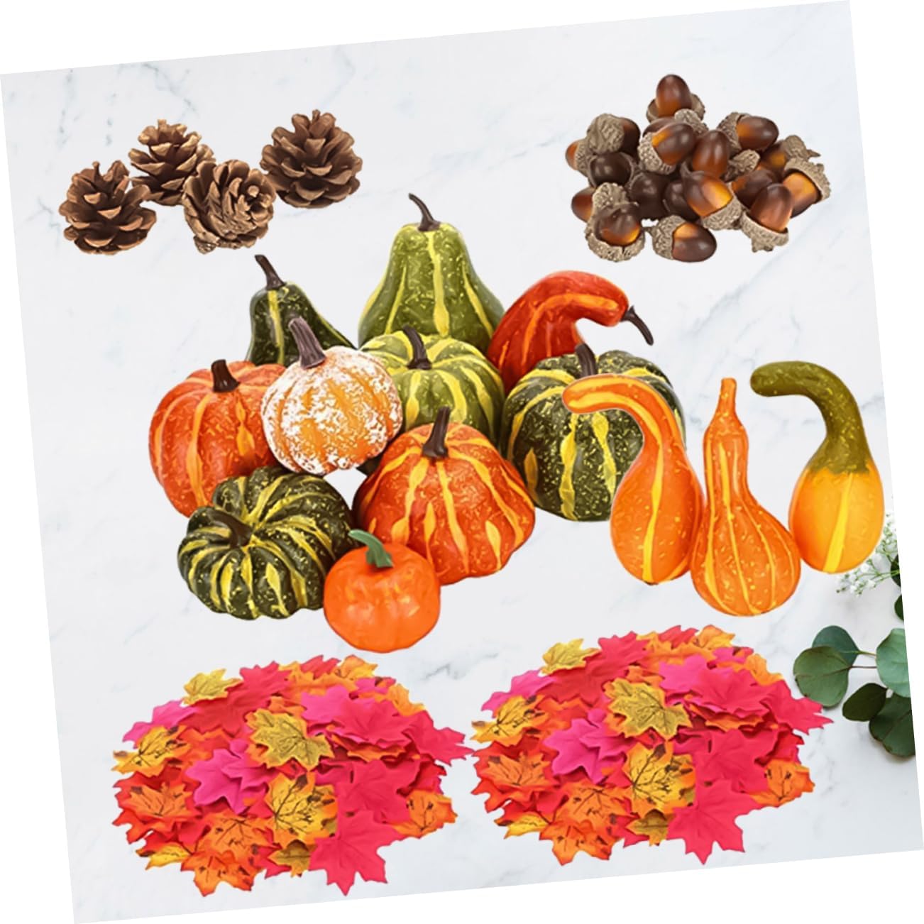141pcs Artificial Pumpkin Acorn Maple Leaf Halloween Decor