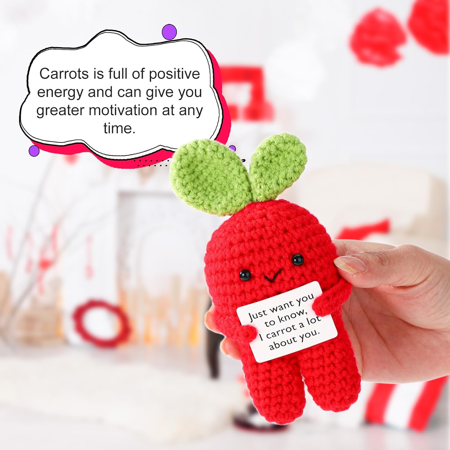 TOYMIS Positive Carrot Crochet Ornament Gift