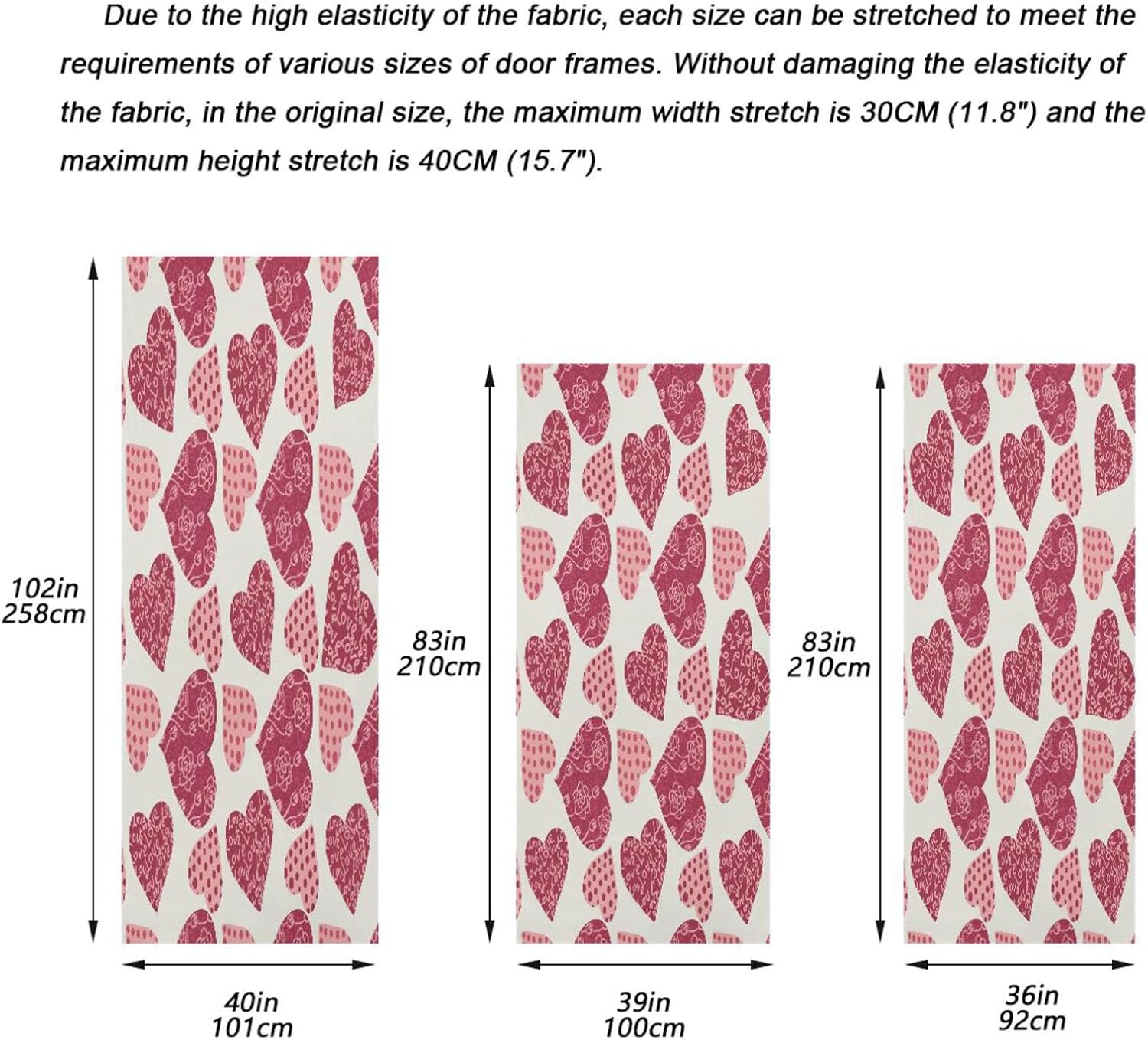 Susiyo Heart Door Decoration 32x79 Inches Stretch Fabric
