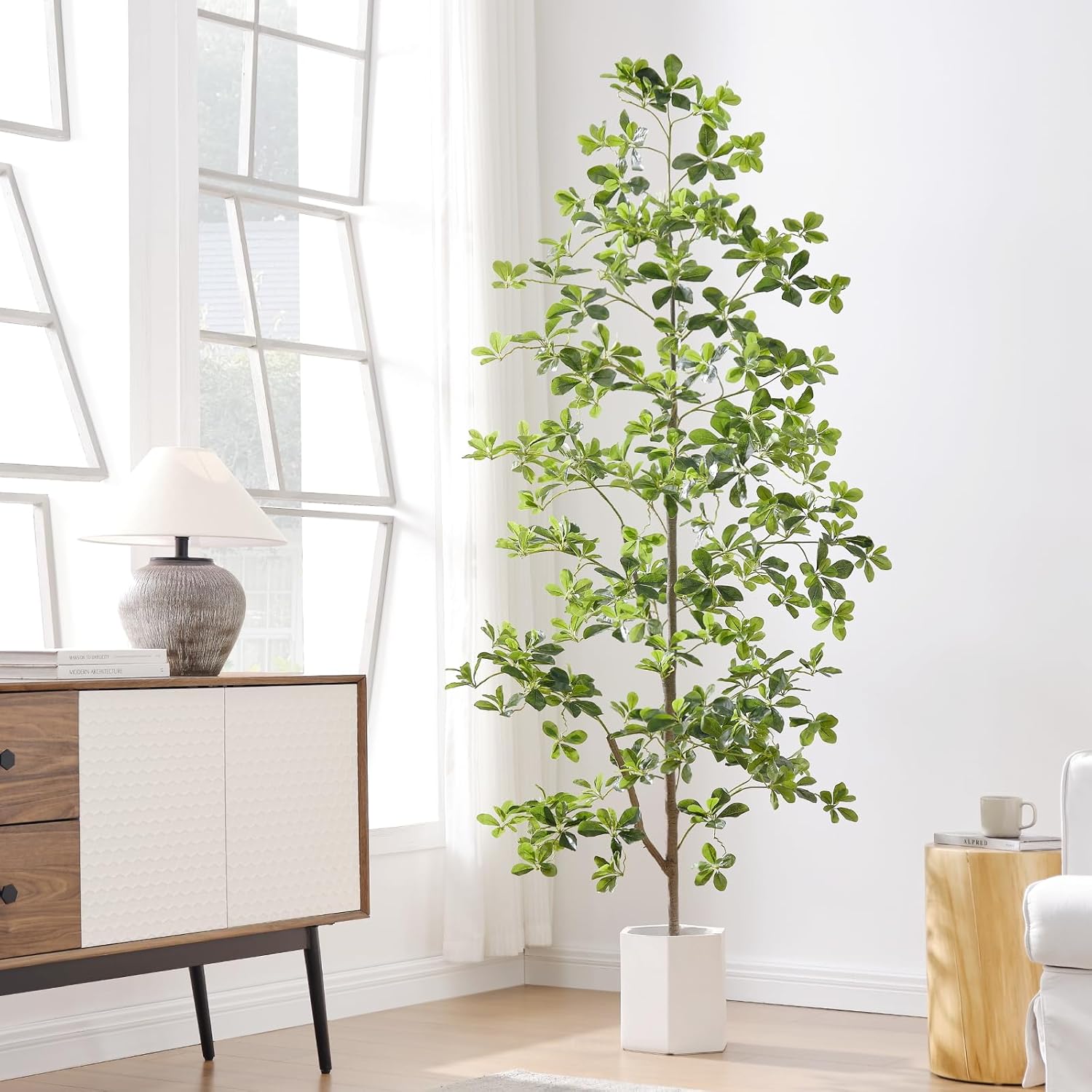 7ft Tall Artificial Black Olive Tree with 1260 Lifelike Leaves