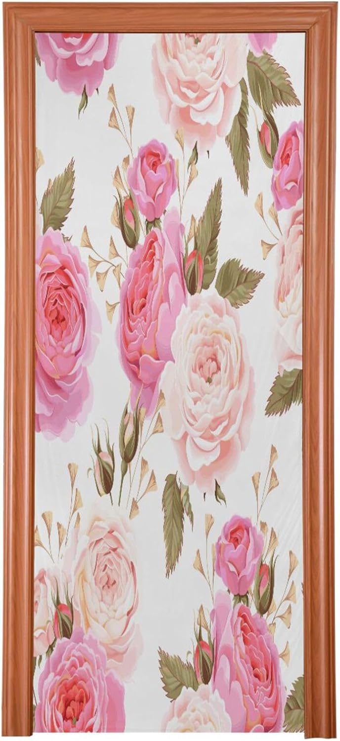 Susiyo Pink Rose Halloween Door Cover Stretch Fabric Decor