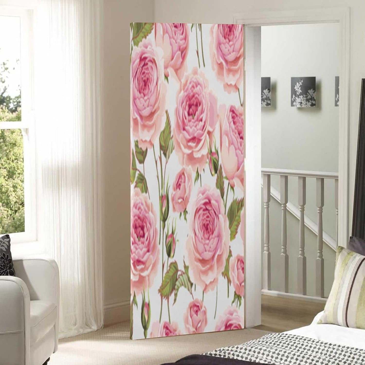 Susiyo Retro Pink Rose Halloween Door Cover
