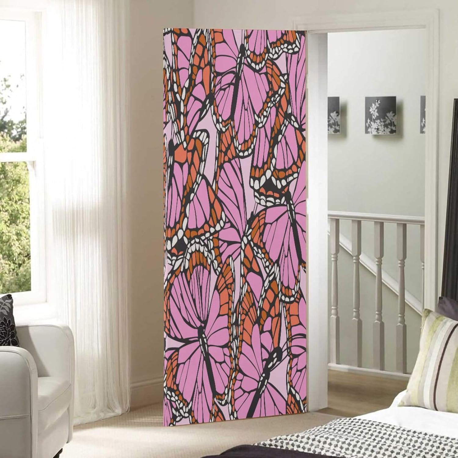 Susiyo Pink Butterfly Halloween Door Cover 32x79 in