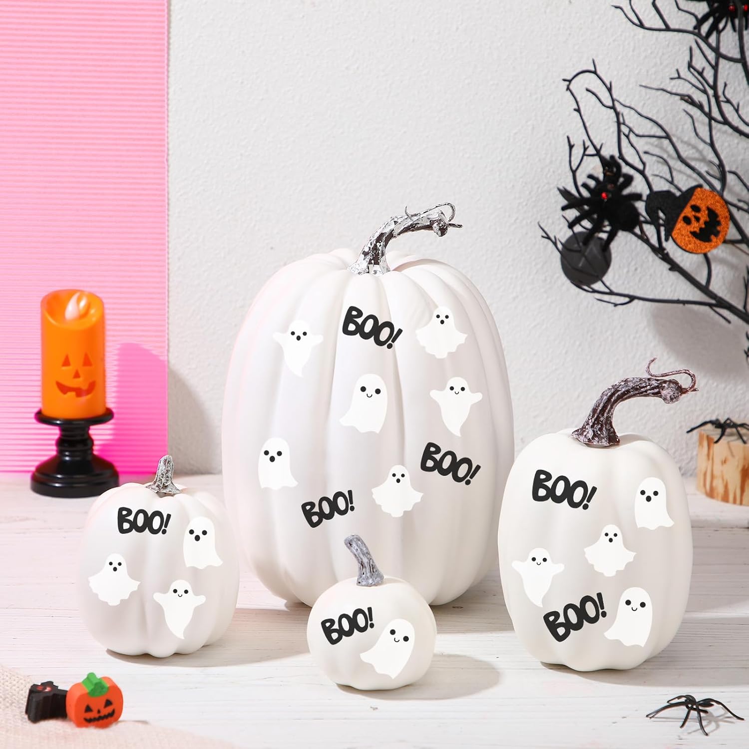 Chunful 8 Pcs Assorted Foam Pumpkins with Paint Set