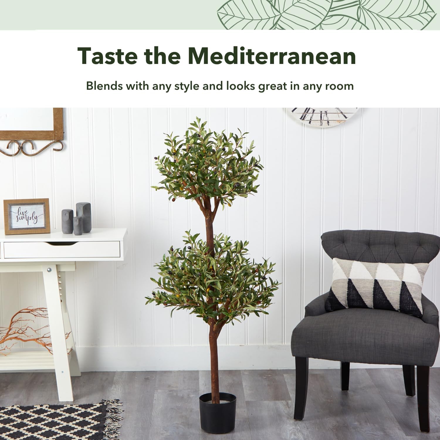 Nearly Natural 5309 Olive Double Topiary Silk Tree 45 Feet Green