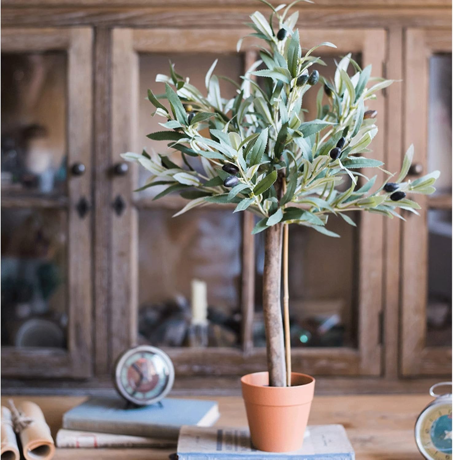 Artificial Olive Tree 23 Inch Silk Faux Decor