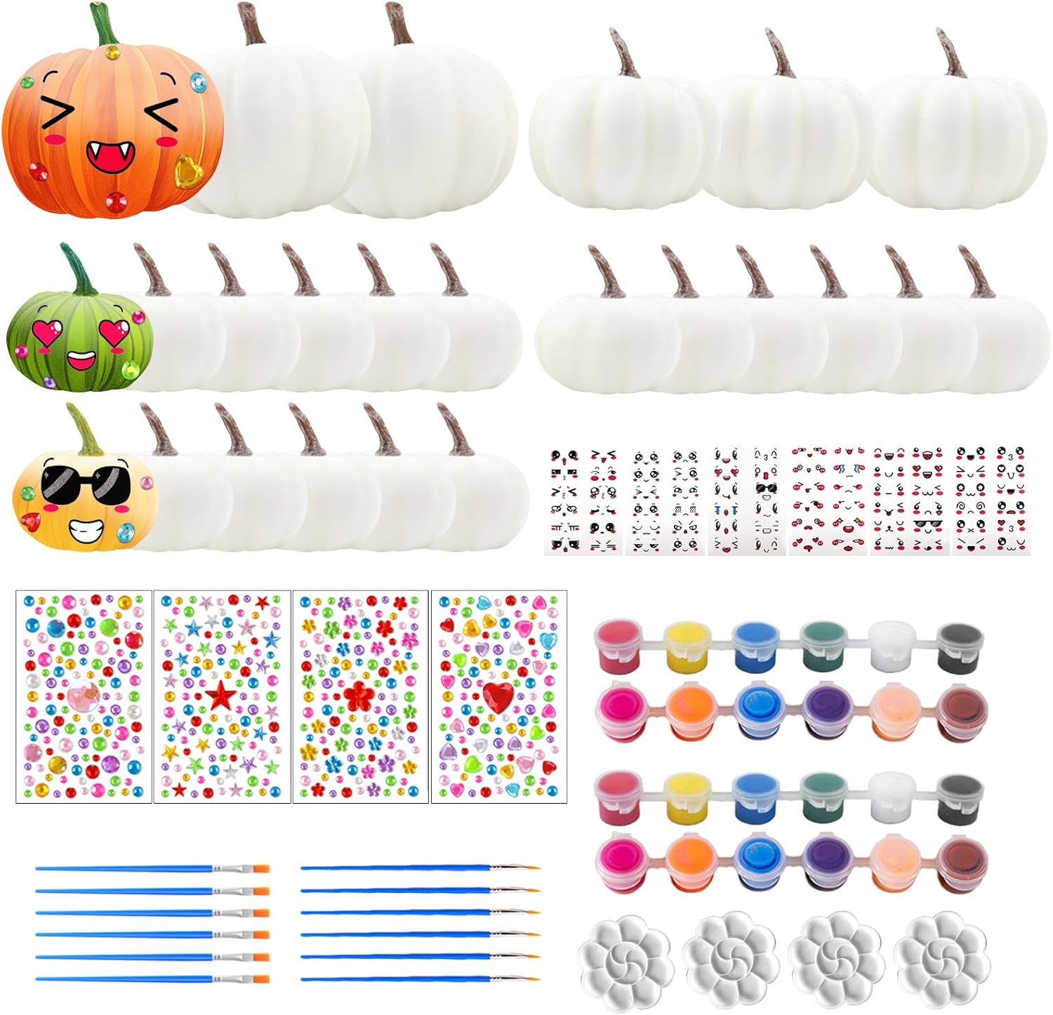 24 Pcs Paintable Foam Pumpkins Halloween Decor DIY Set