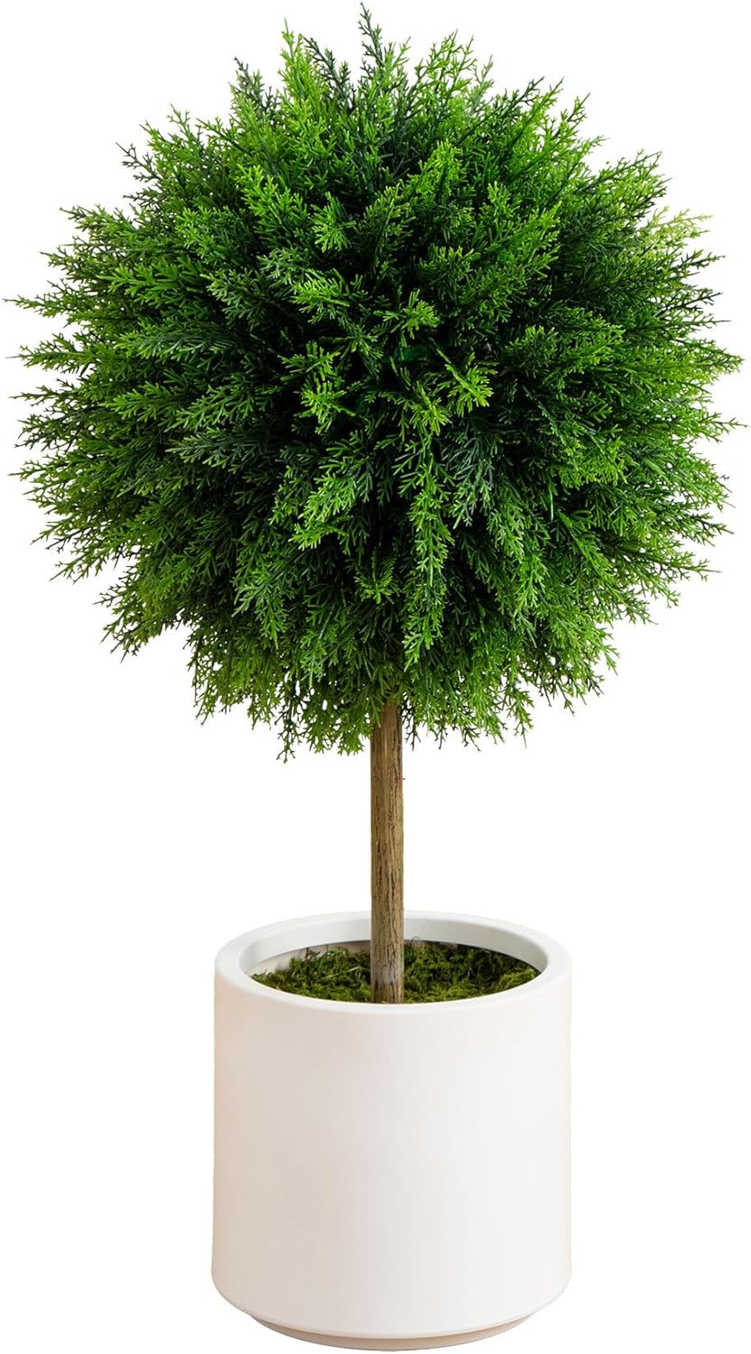 Nearly Natural 25-Ft Artificial Cedar Topiary Tree with UV Resistant Foliage