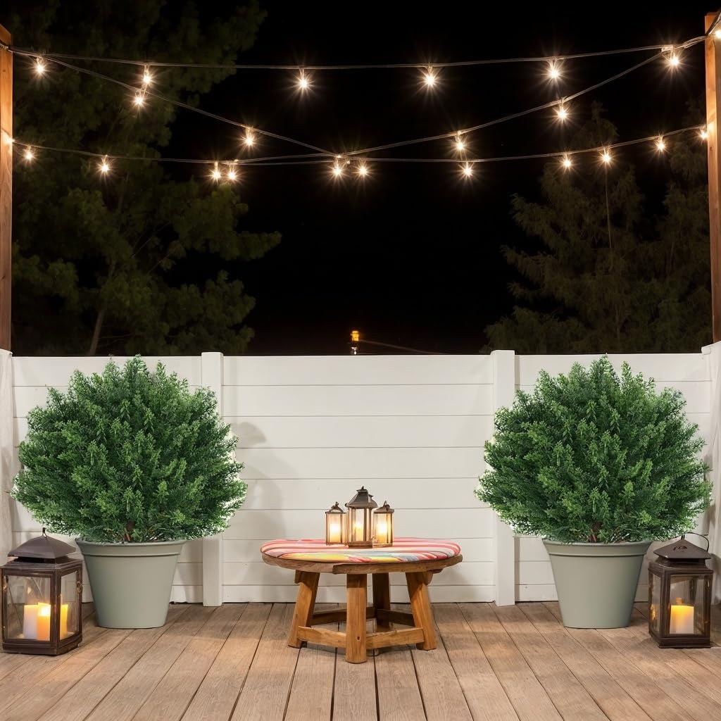275 Inch Artificial Boxwood Topiary Trees 2 Pack UV Resistant Fake Evergreen