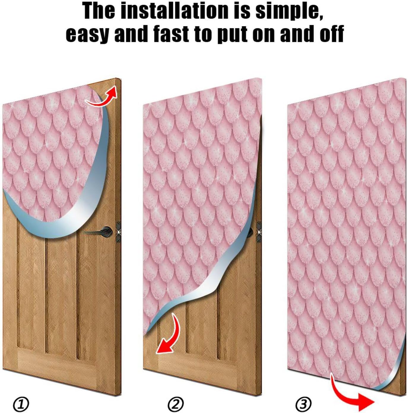 Susiyo Pink Gold Mermaid Door Cover 35x79 Inch