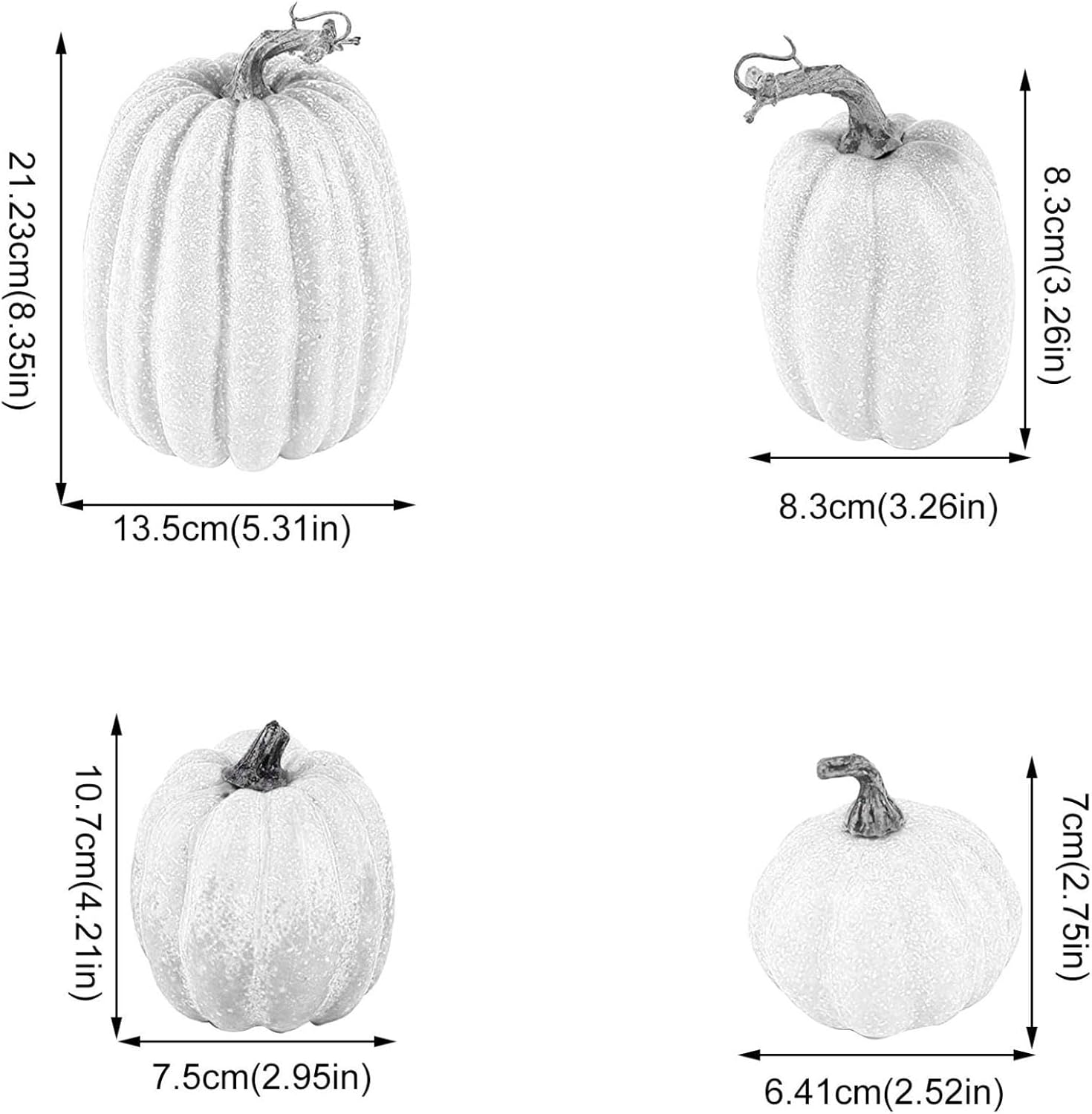 7 Pcs Artificial White Pumpkins Fall Decor Set