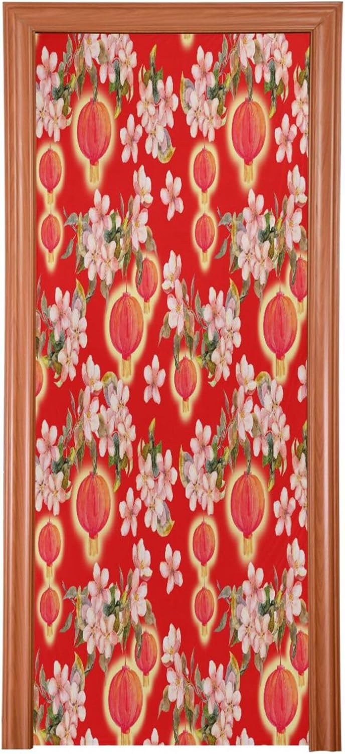 Susiyo Plum Blossom Christmas Door Cover 32x79 in