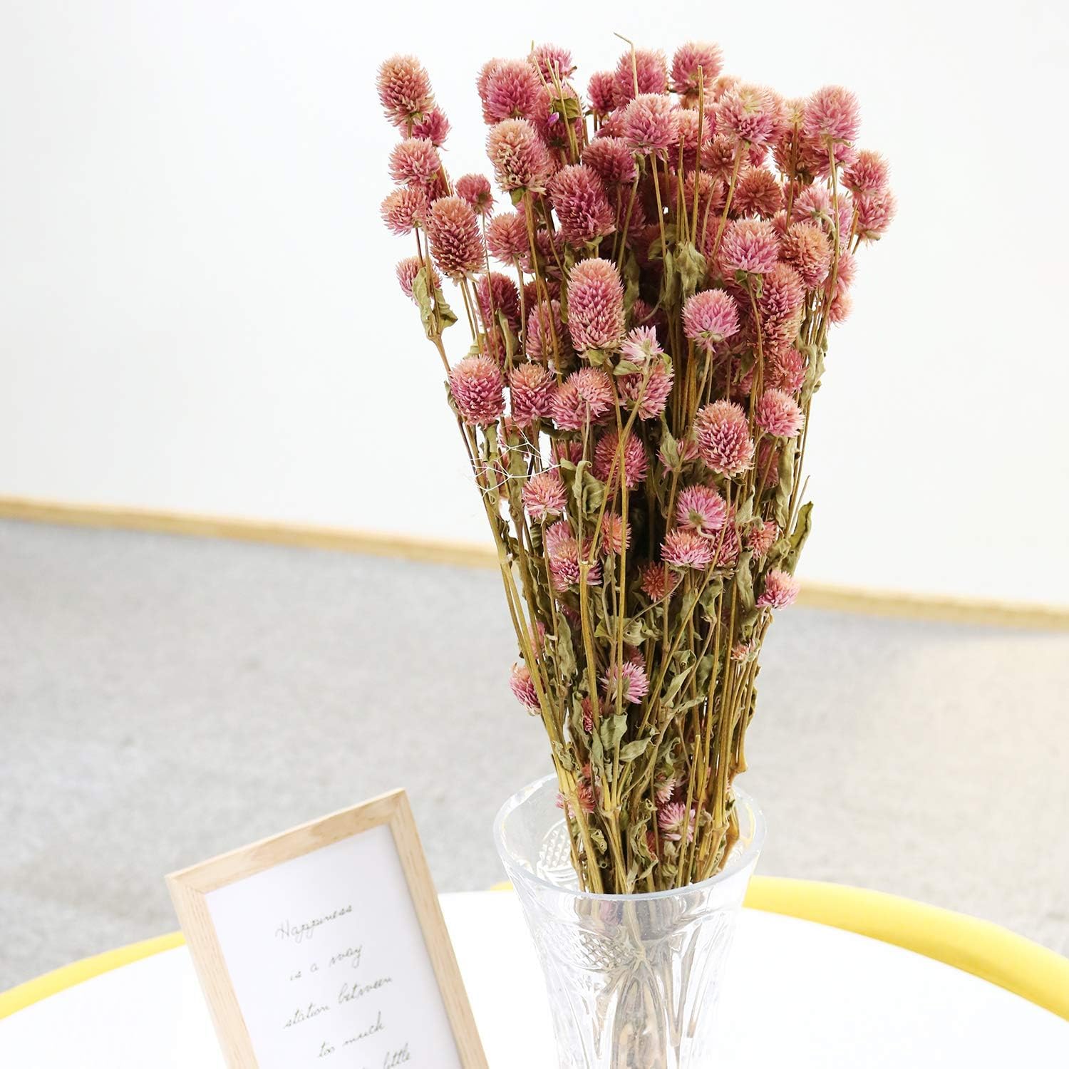 MIHUAGE Dried Flower White Globe Amaranth Decor Bouquets Pink