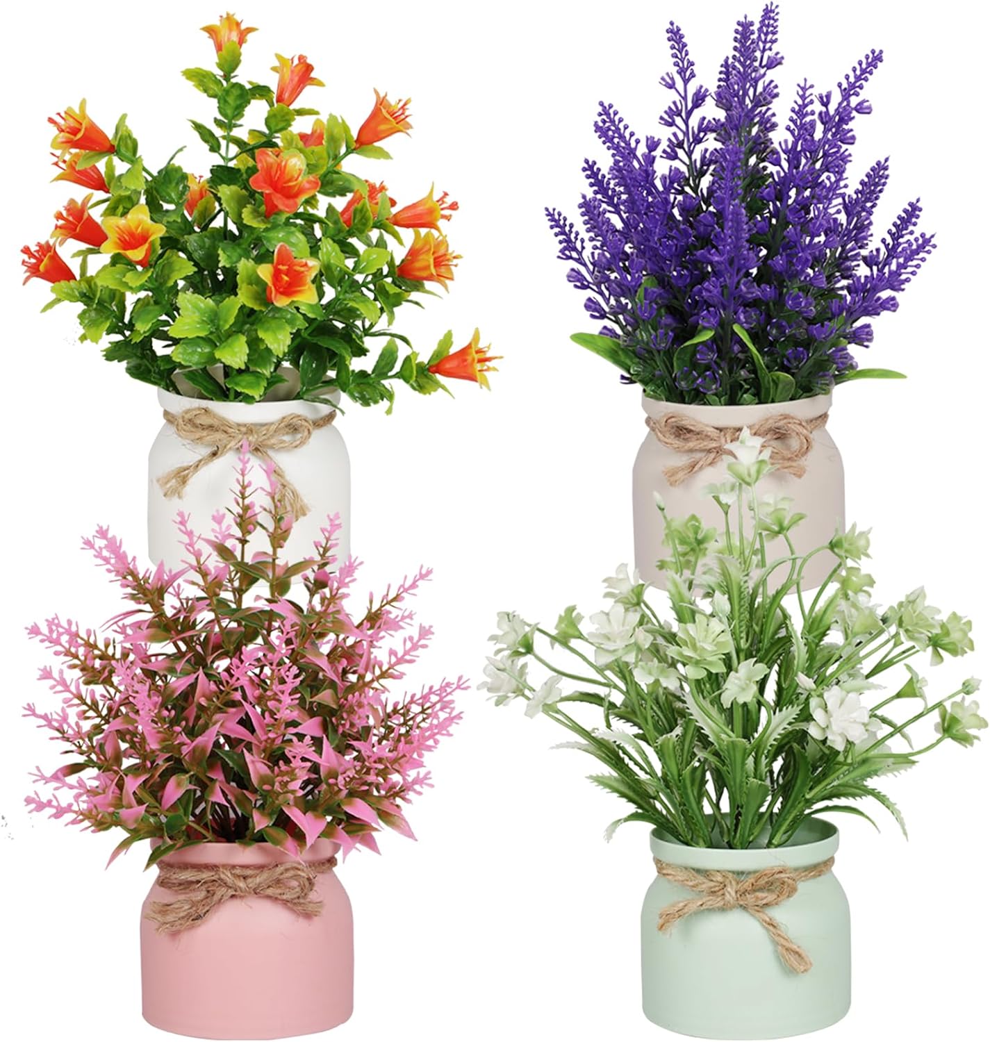 4pcs Artificial Potted Plants Set for Home Office Decor