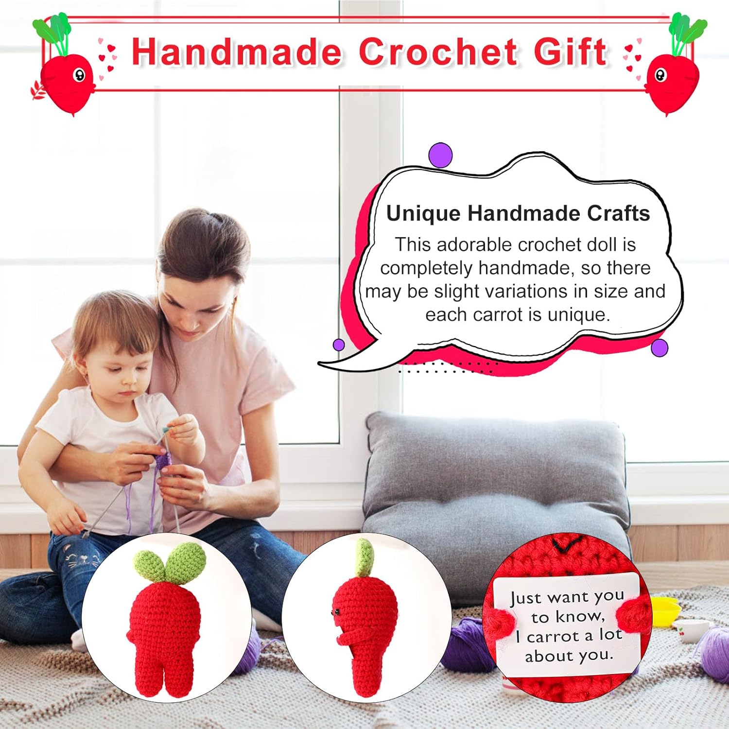 TOYMIS Positive Carrot Crochet Ornament Gift