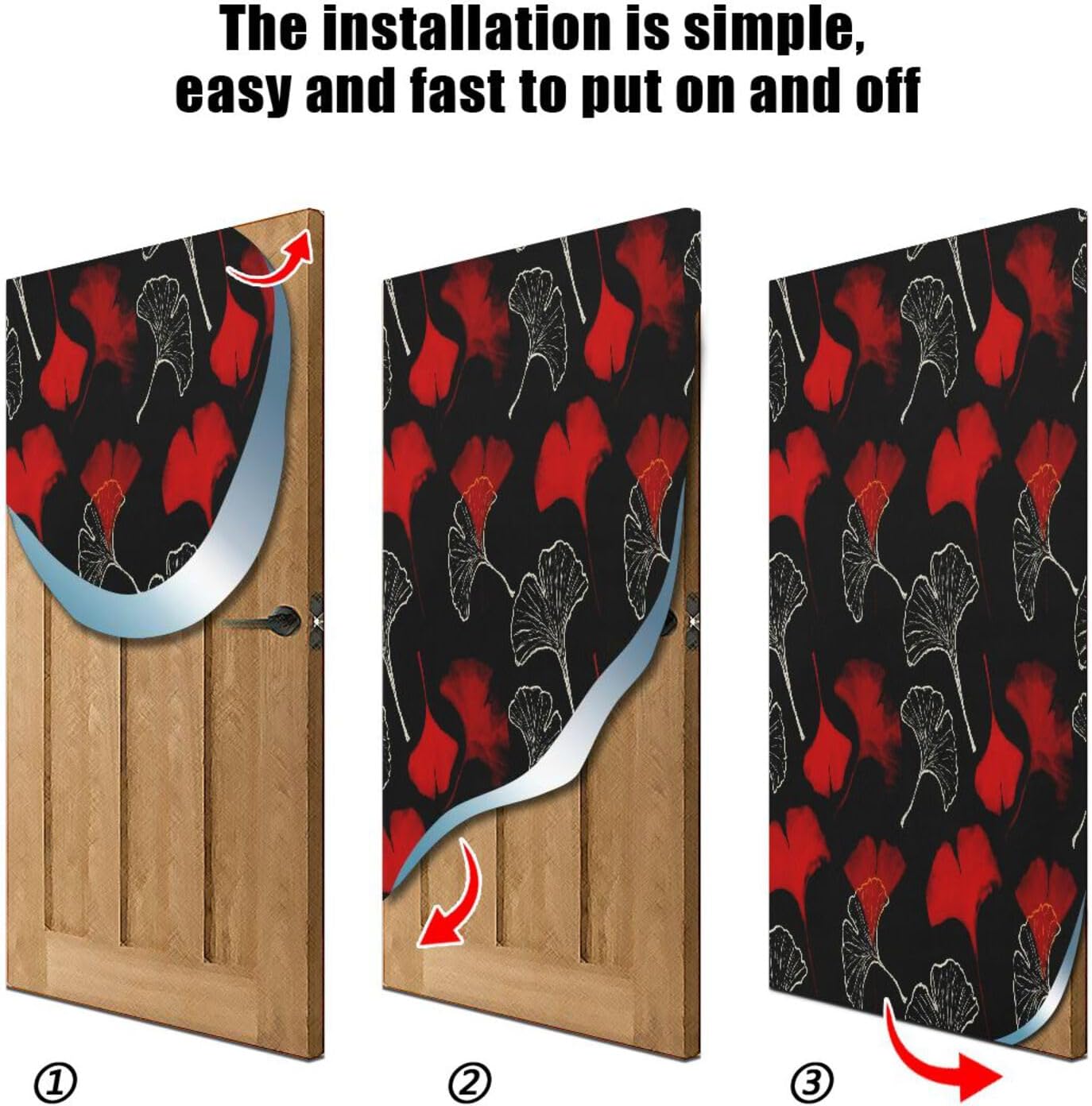 Susiyo Red Ginkgo Leaves Christmas Door Cover Decoration 32x79in