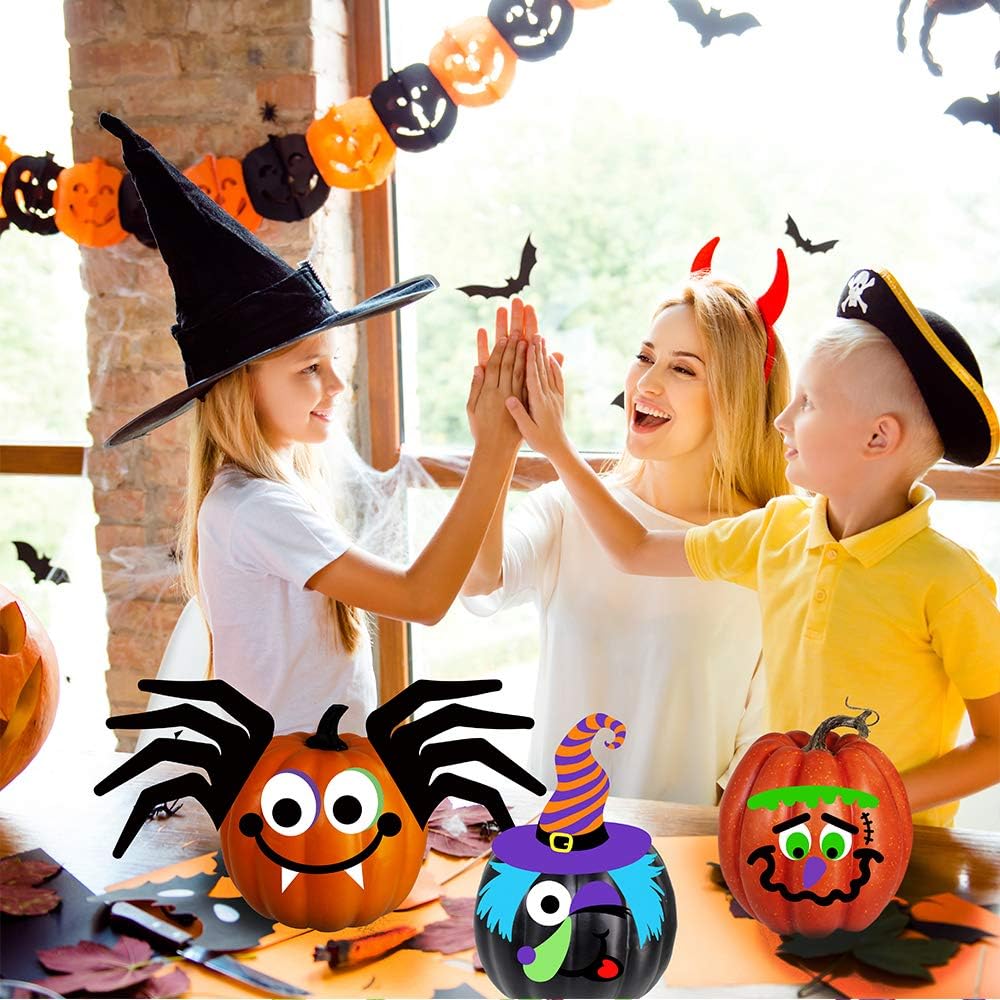 Winlyn Halloween Pumpkins Artificial Decorations 4 pcs Orange Black