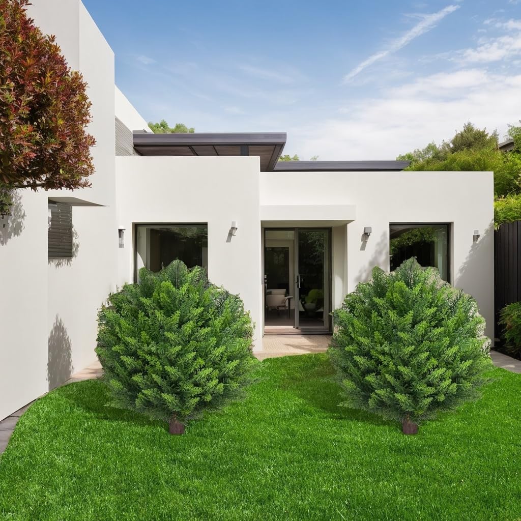 275 Inch Artificial Boxwood Topiary Trees 2 Pack UV Resistant Fake Evergreen