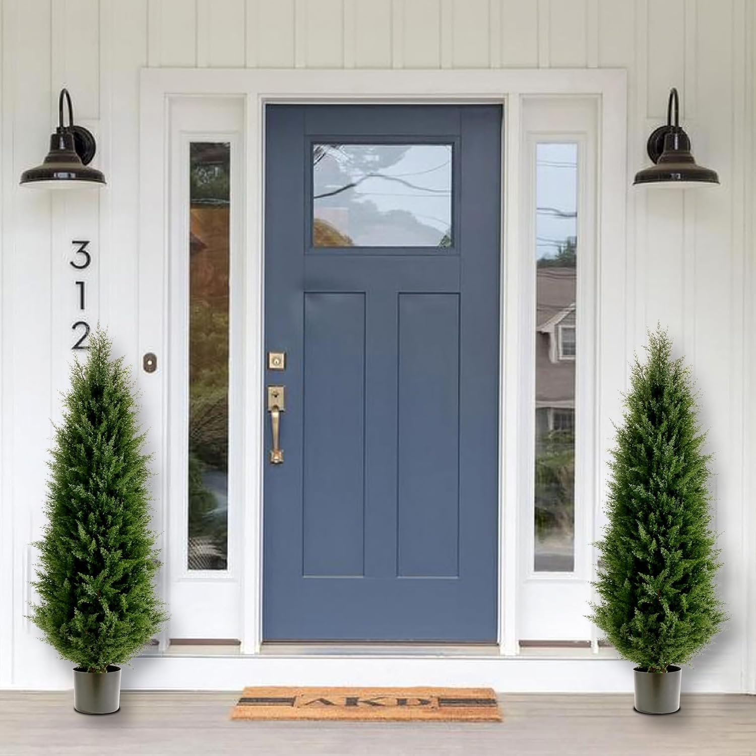 Artificial Cedar Trees Set of 2 UV Resistant Outdoor Faux Plants
