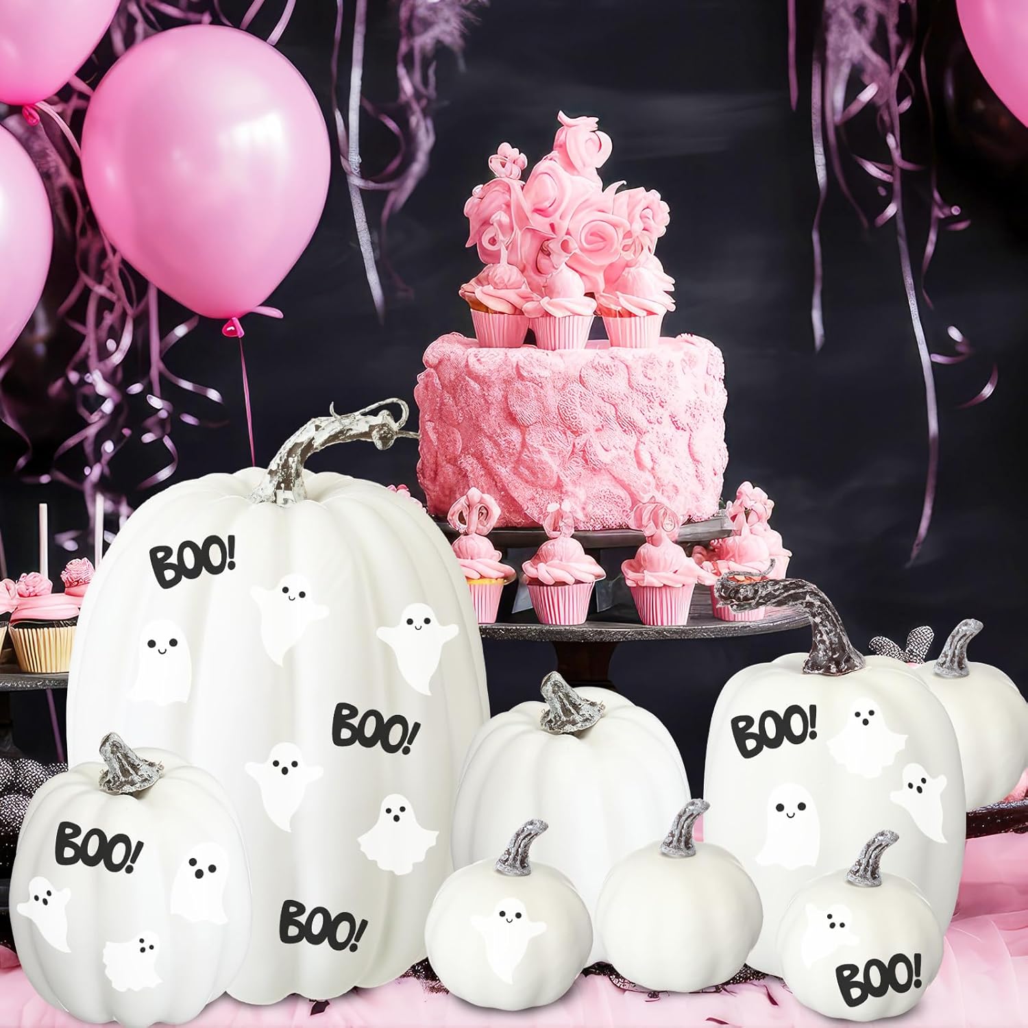 Chunful 8 Pcs Assorted Foam Pumpkins with Paint Set