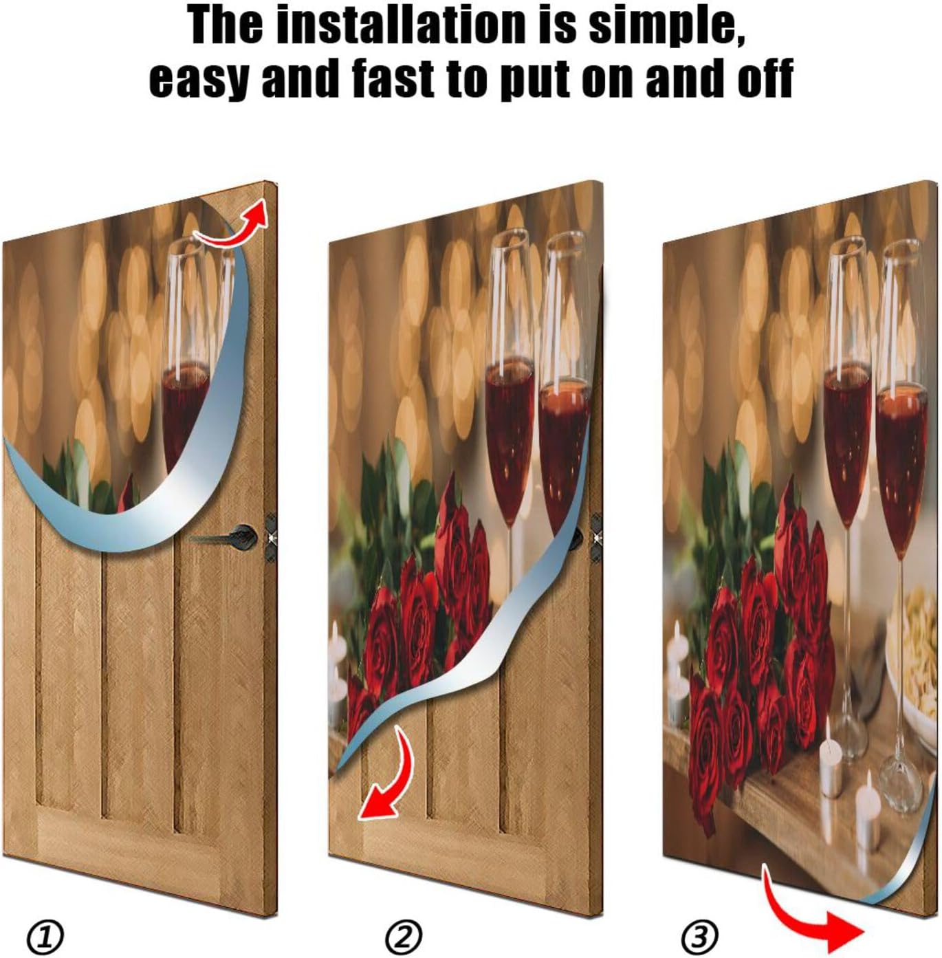 Susiyo Romantic Rose Halloween Door Cover 32x79 in