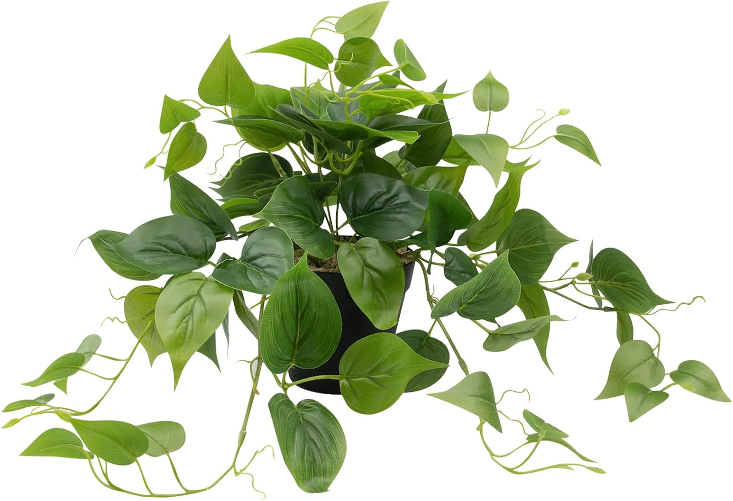 LOYWREE Artificial Pothos Plants in Black Pots - Realistic Indoor Greenery