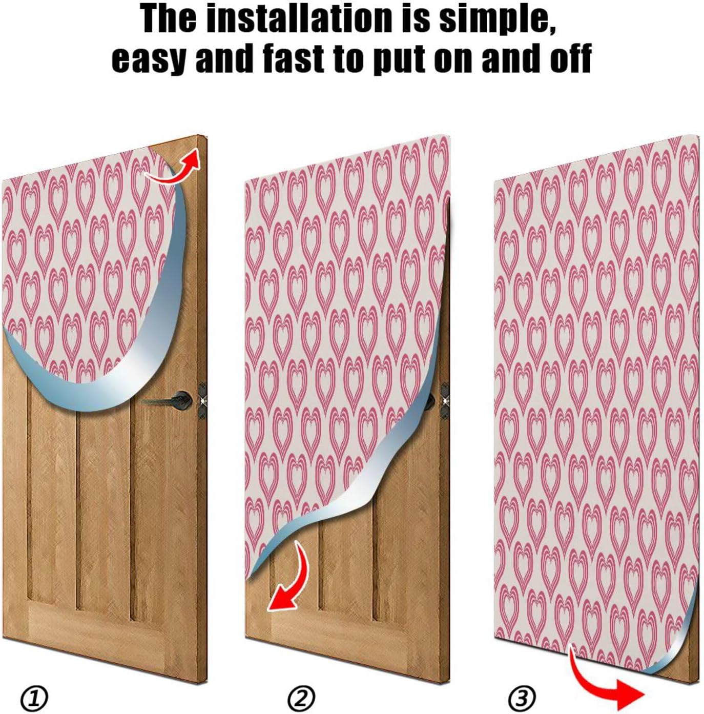 Susiyo Pink Hearts Door Cover 35x79 Inch