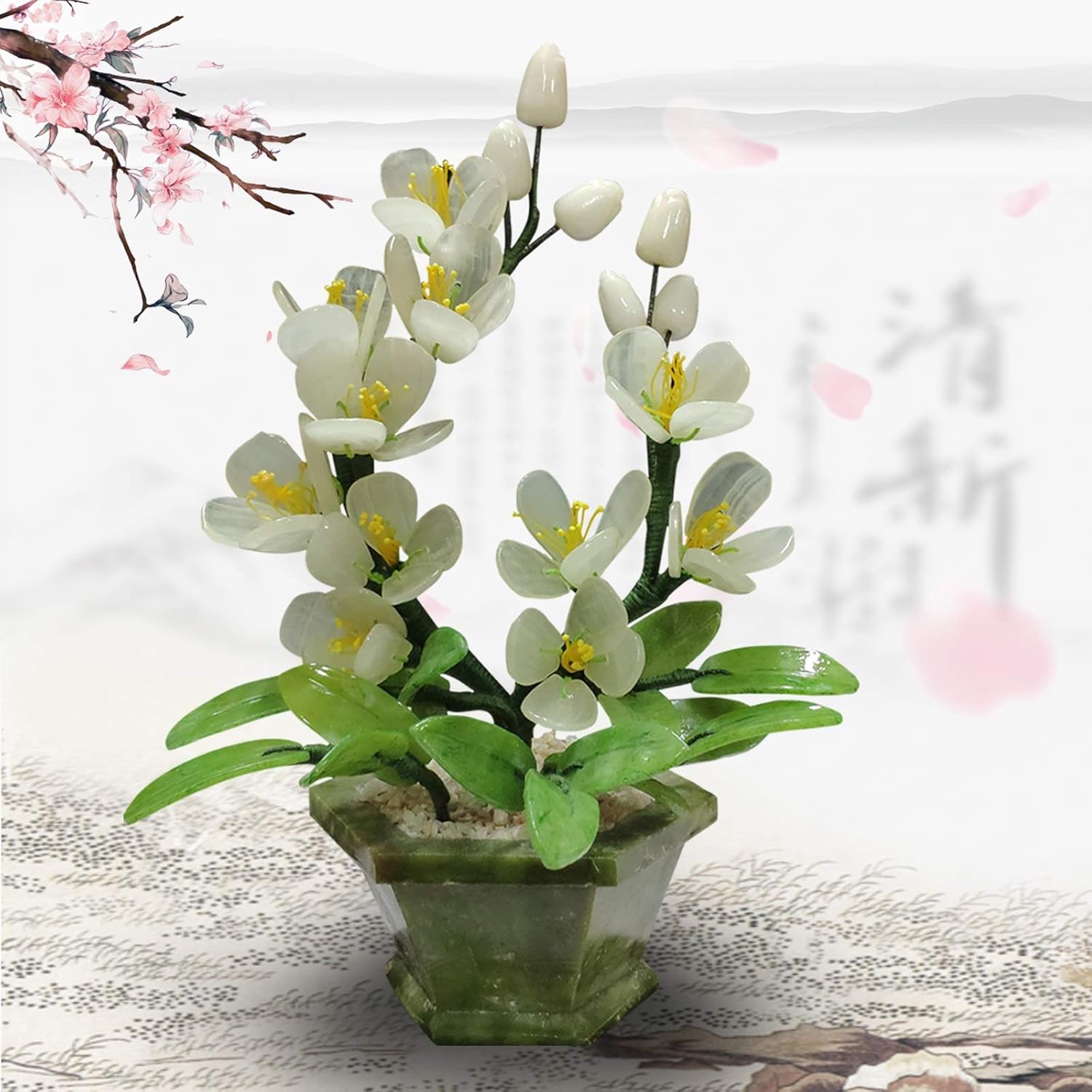 Artificial Bonsai Tree with Realistic Jade Orchid