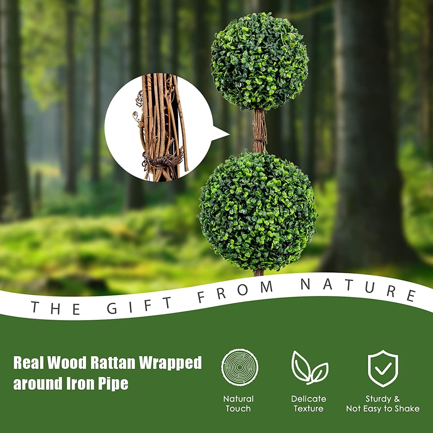 Goplus 3 Ft 2 Pack Artificial Boxwood Topiary Trees