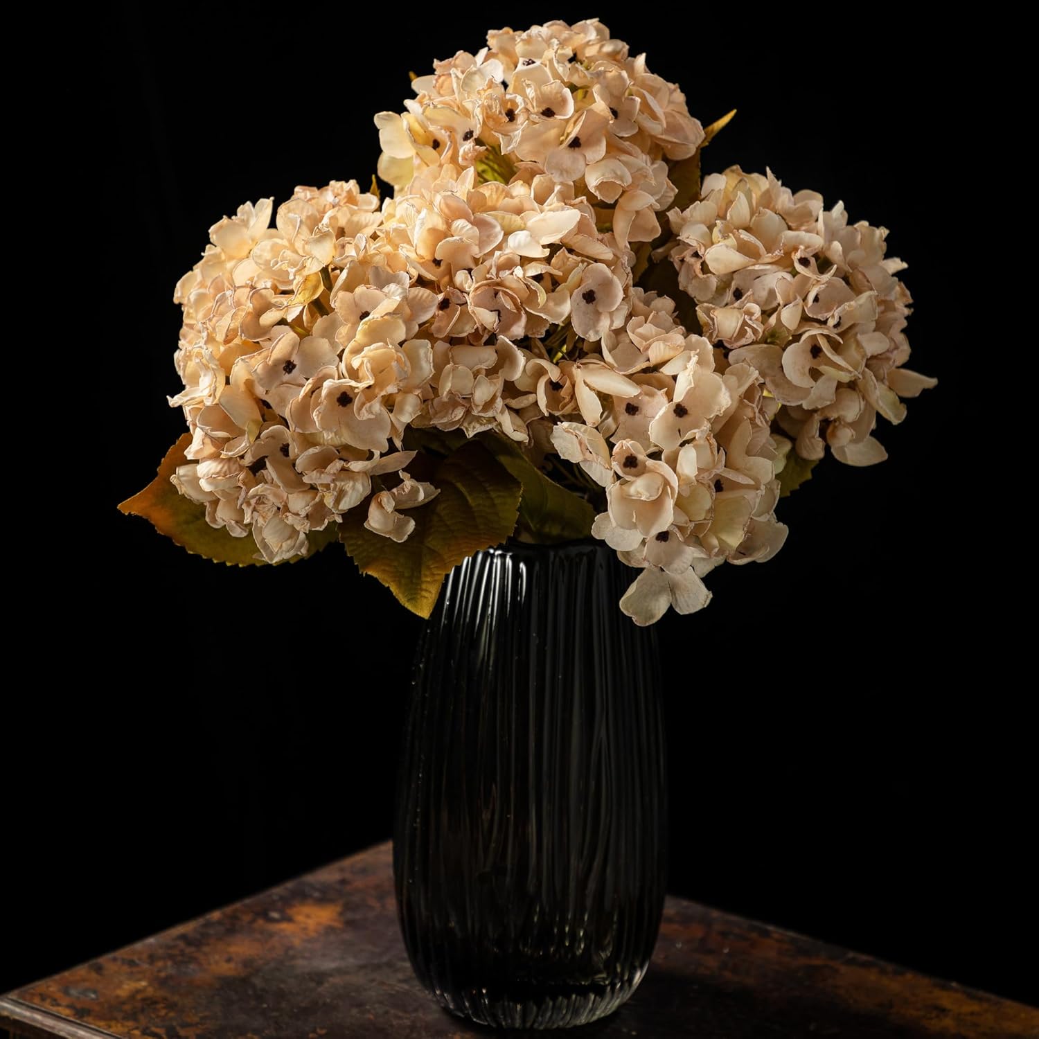 TOPIA Silk Dried Hydrangea Fall Flowers Bouquet 6PCS Cream White
