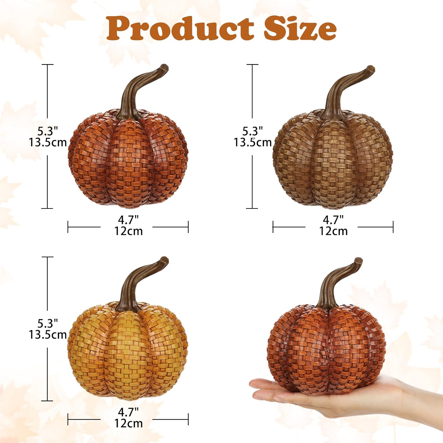Hollyone Fall Resin Pumpkins Decor 3PCS